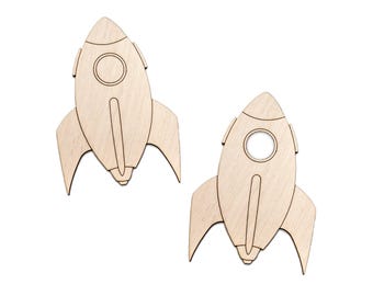 Rocket Ship Detailed Wood Cutout - Laser Cut Unfinished Craft Shape - Multiple Sizes