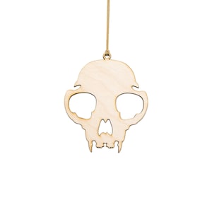 Cat Skull Wood Ornament - Laser Cut Unfinished Christmas Ornament - Multiple Sizes