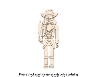 Nutcracker Pirate With Sword Wood Cutout - Laser Cut Unfinished Craft Shape - Multiple Sizes