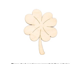 Figura de trébol de madera recortada con láser - Forma artesanal sin acabado - Varios tamaños