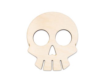 Skull Cartoon Wood Cutout - Laser Cut Unfinished Craft Shape - Multiple Sizes
