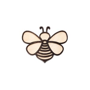 Figura de abeja recortada en madera teñida - Forma artesanal cortada con láser - Varios tamaños
