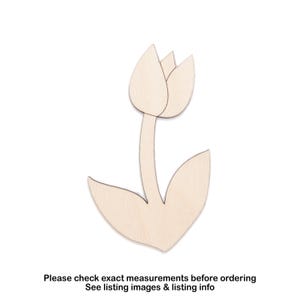 Tulipano Fiore-Ritaglio di Legno-Decorazione Fiori Primaverili-Due Opzioni di Design-Varie Dimensioni-Decorazione Giardino-Accenti in Legno a Tema Floreale-Fiore in Legno Non Rifinito