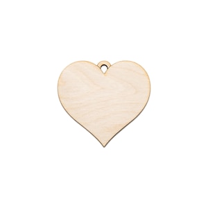 Heart Shape Wood Heart Ornament-Gift Tag-Classic Valentine Ornament-DIY Crafts-Heart With Hanging Hole-Unfinished Wood Cutout-Heart Decor