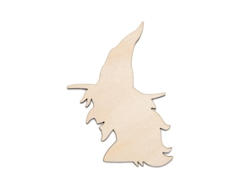 Witch Profile Blank Wood Cutout - Laser Cut Unfinished Craft Shape - Multiple Sizes