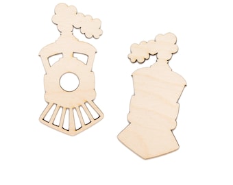 Steam Train Front View Blank Wood Cutout - Laser Cut Unfinished Craft Shape - Multiple Sizes