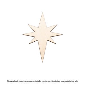 North Star Blank Wood Cutout - Laser Cut Unfinished Craft Shape - Multiple Sizes