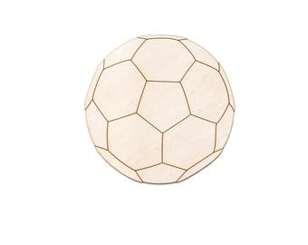 Soccer Ball Detailed Wood Cutout - Laser Cut Unfinished Craft Shape - Multiple Sizes