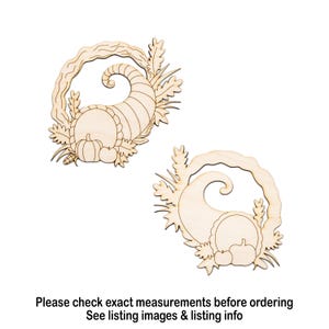 Cornucopia Wreath Wood Cutout - Laser Cut Unfinished Craft Shape - Multiple Sizes