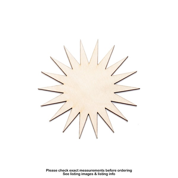 Sun Burst-Wood Cutout-Pointy Star-Sparkles And Stars-Various Sizes-DIY Crafts-Star Burst Shapes-Pop Home Decor-Stars And Sun Wood Shapes