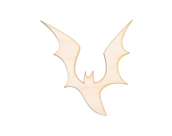 Wavy Bat Silhouette Wood Cutout - Laser Cut Unfinished Craft Shape - Multiple Sizes