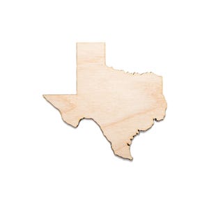 Recorte de madeira do estado do Texas - Decoração de madeira do estado - Vários tamanhos - Decoração de geografia - Decoração de estados dos EUA - Recortes de estados individuais - Decoração de casa de estados de madeira