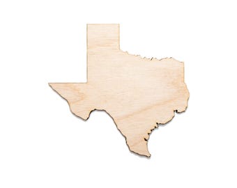 Texas State Wood Cutout - Laser Cut Unfinished Craft Shape - Multiple Sizes