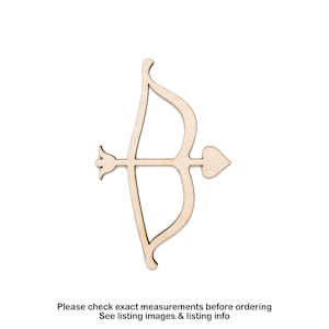 Figura de madera sin acabado con forma de arco y flecha - Cortada con láser - Varios tamaños