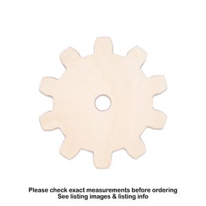 Solid Gear-10 Tooth-Wood Cutout-Chunky Teeth-Various Sizes-DIY Crafts-Steampunk Cogs-Mechanical Cogs-Robotic Gears-Steampunk Decor-Machinery