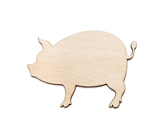 Pig Side View Blank Wood Cutout - Laser Cut Unfinished Craft Shape - Multiple Sizes