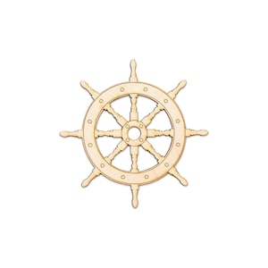 Timón de barco pirata - Recorte de madera - Decoración pirata detallada - Varios tamaños - Decoración con temática náutica - Manualidades de bricolaje - Timón de barco de madera - Decoración con temática pirata - Timón de madera