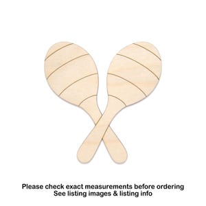 Maracas Crossed Detail Wood Cutout-Music Instruments-Musical Theme Decor-Various Sizes-DIY Crafts-Unfinished Wood-Paintable Wood Crafts