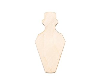 Figura de madera en blanco con forma de botella de poción en ángulo - Forma artesanal sin acabado cortada con láser - Varios tamaños