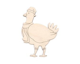 Holiday Hen Wood Cutout - Laser Cut Unfinished Craft Shape - Multiple Sizes