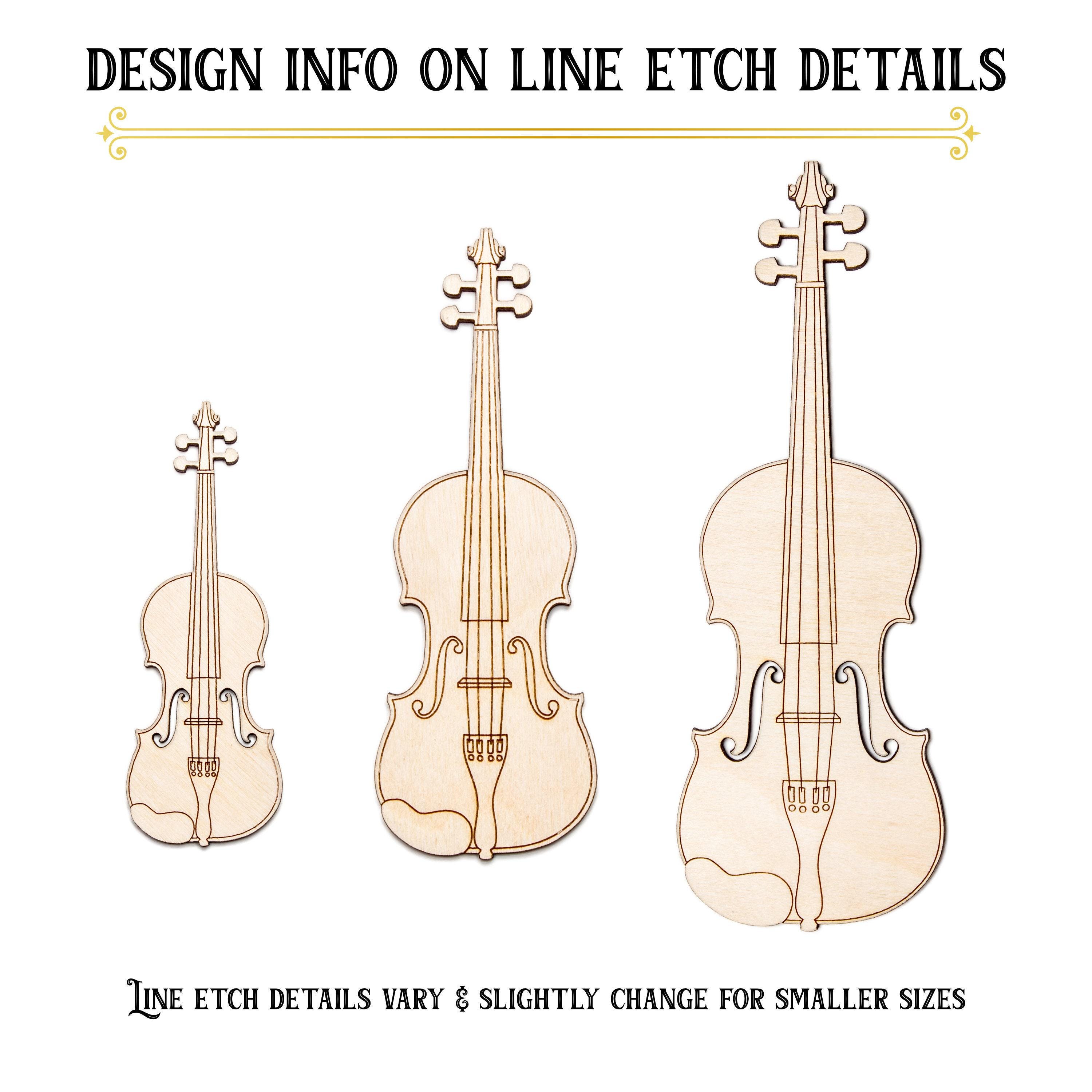 Vilion Shape Violin Wood Cutout - Laser Cut Unfinished Craft Shape - Multiple Sizes ...