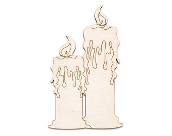 Lit Candle-Double-Wood Cutout-Candle Decor Props-Various Sizes-Halloween Decor-DIY Crafts-Gothic Decor-Haunted House Accessories-Spooky