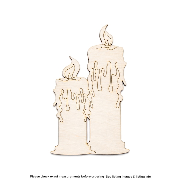 Lit Candle-Double-Wood Cutout-Candle Decor Props-Various Sizes-Halloween Decor-DIY Crafts-Gothic Decor-Haunted House Accessories-Spooky