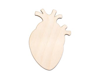 Anatomical Heart-Blank Wood Cutout-Realistic Heart Shape-Wood Heart Decor-Various Sizes-DIY Crafts-Wood Body Pieces-Anatomy Wood Decor