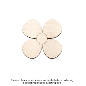Cute Flower Four Petals Wood Cutout-Flower Head-Floral Wood Decor-Various Sizes-DIY Crafts-Unfinished Wood Flower-Cute Daisy-Spring Crafts