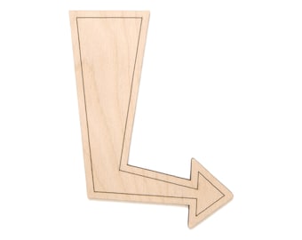 Retro Arrow Sign Squared Wood Cutout - Laser Cut Unfinished Craft Shape - Multiple Sizes