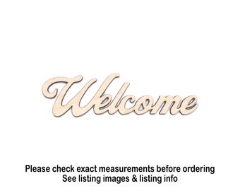 Welcome Word Wood Cutout - Laser Cut Unfinished Craft Shape - Multiple Sizes