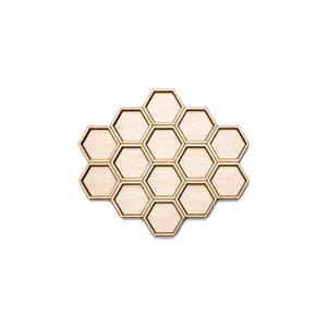Figura de madera de dos capas con forma de panal de abeja - Cortada con láser, sin acabado - Varios tamaños
