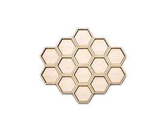 Honeycomb Two Layer Wood Cutout - Laser Cut Unfinished Craft Shape - Multiple Sizes