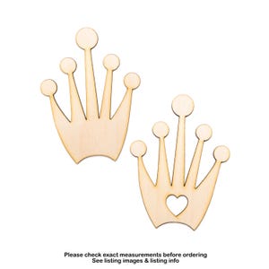 Crown Wood Cutout-Petite Crown-Royalty Decor-Two Design Options-Various Sizes-DIY Crafts-Heart Crown-Queen And King Decor-Crown Wood Accents