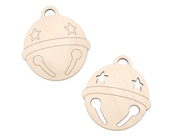 Jingle Bell Wood Cutout - Laser Cut Unfinished Craft Shape - Multiple Sizes