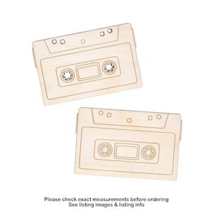 Ruban adhésif pour cassettes, découpe du bois, enregistrement sur bande magnétique rétro, décoration des années 70, différentes tailles, travaux manuels, bois brut, décoration musicale rétro