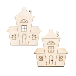 Haunted Abandoned House Wood Cutout - Laser Cut Unfinished Craft Shape - Multiple Sizes