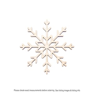 Recorte de madeira em formato de floco de neve com diamante fino - Corte a laser para artesanato sem acabamento - Vários tamanhos