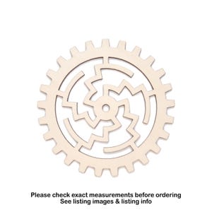 Maze Gear Wood Cutout-Geometric Design-Various Sizes-DIY Crafts-Gamer Crafts-Steampunk Decor-Cogs And Gears-Mechanical Decor-Laser Cut Gear