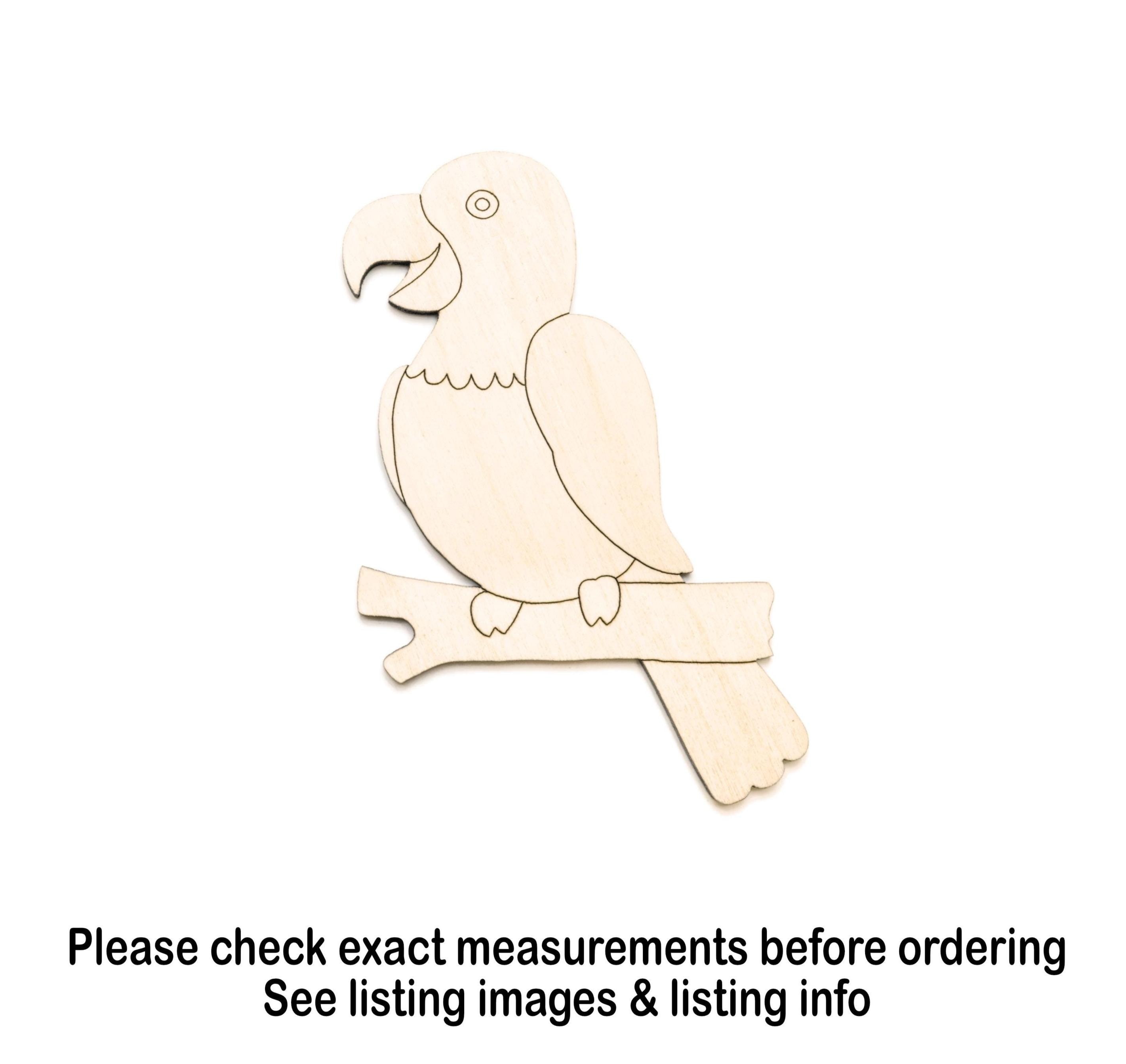 Parrot on Branch Wood Cutout-cartoon Style Parrot-various Sizes-diy ...
