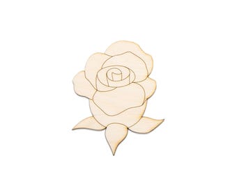 Rose Wood Cutout - Laser Cut Unfinished Craft Shape - Multiple Sizes
