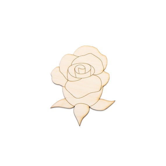 Rose Wood Cutout - Laser Cut Unfinished Craft Shape - Multiple Sizes
