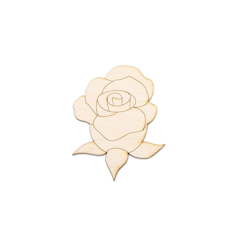Rose Wood Cutout - Laser Cut Unfinished Craft Shape - Multiple Sizes image 1