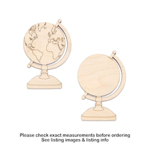 Globo terráqueo recortado en madera - Forma artesanal sin acabado cortada con láser - Varios tamaños