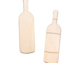 Figura de madera recortada para botella de vino - Forma artesanal sin acabado, cortada con láser - Varios tamaños