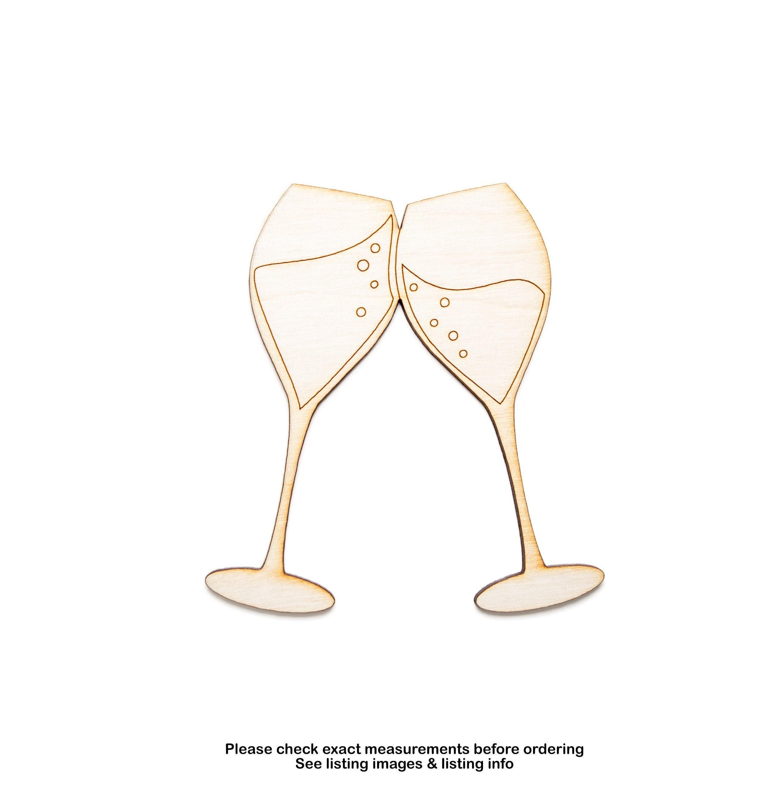 Bicchieri da vino brindisi-dettaglio ritaglio in legno-decorazione per occasioni speciali-varie dimensioni-matrimonio-decorazione in legno per anniversari-bomboniere in legno per feste-abbellimenti