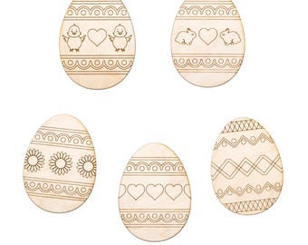 Decorative Easter Eggs Wood Cutout - Laser Cut Unfinished Craft Shape - Multiple Sizes