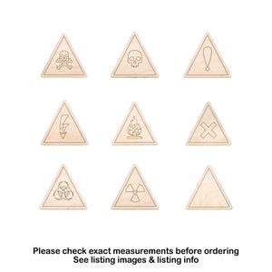 Triangle Hazard Signs Detailed Wood Cutout - Laser Cut Unfinished Craft Shape - Multiple Sizes