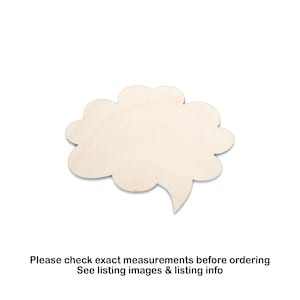 Wolke Sprechblase Schlank leer Holz Ausschnitt - Laser Cut Unfertige Handwerk Form - Mehrere Größen