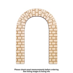Figura de madera con diseño de arco de piedra - Forma artesanal sin acabado cortada con láser - Varios tamaños
